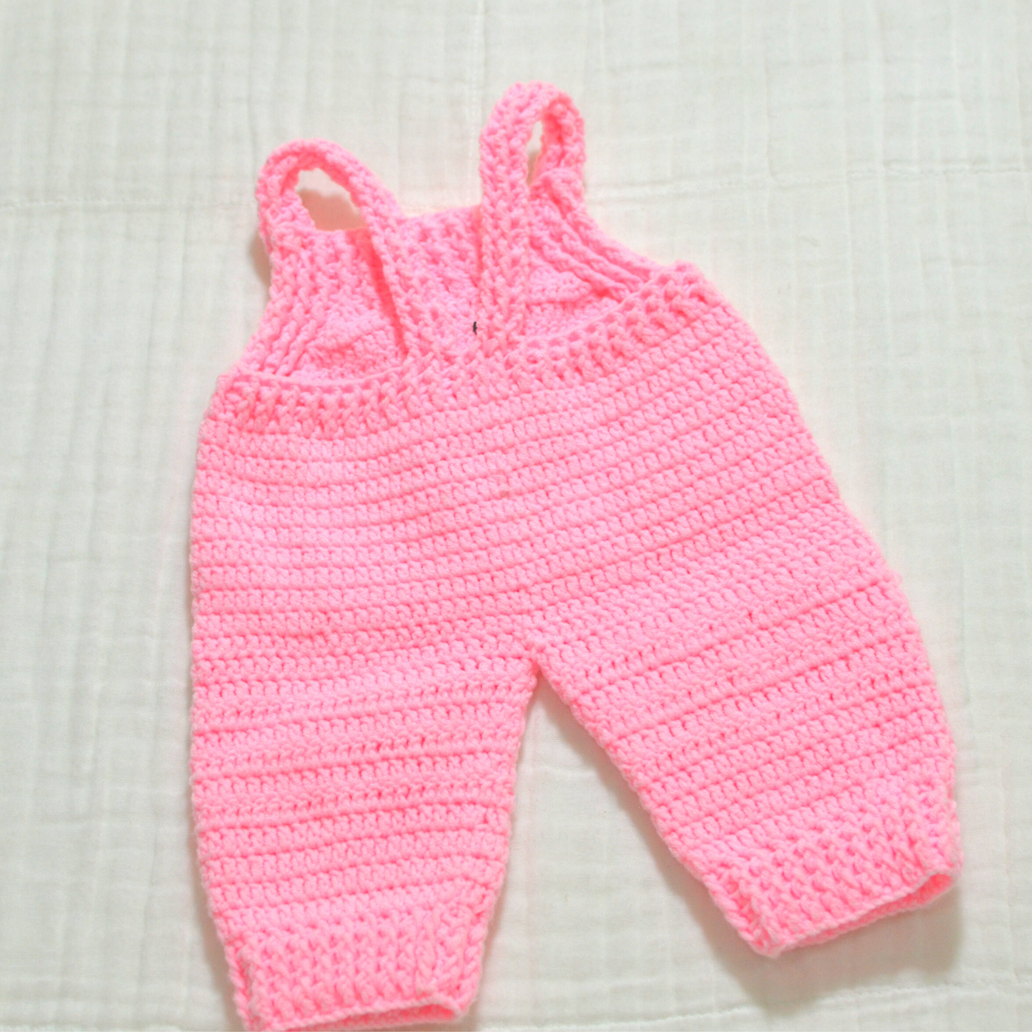 Knitted / Crochet Baby Dungaree 0 - 3 months Pink