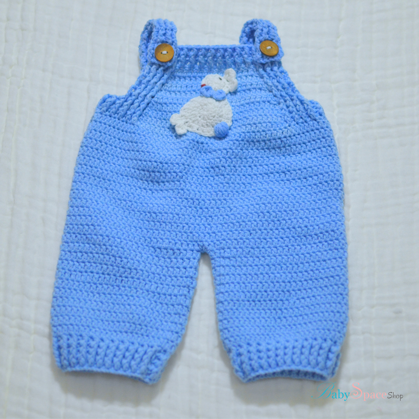 Crochet Baby Dungaree 0 - 3 months BLUE