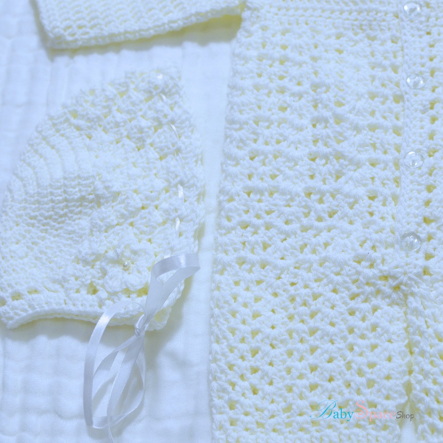Crochet Baby Full Body Suit With Bonnet and Shoe - 0 to 3 Month