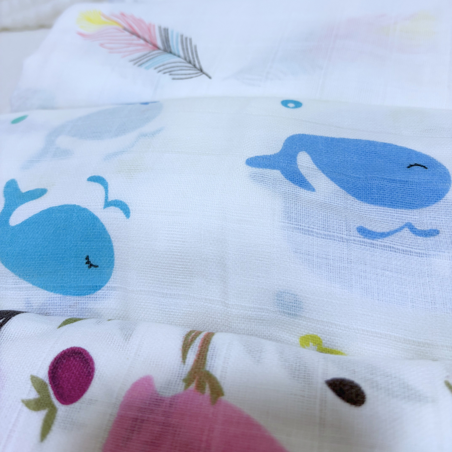 Muslin Swaddle Blankets - 100% Cotton Square 120 x 120 cm Collection III