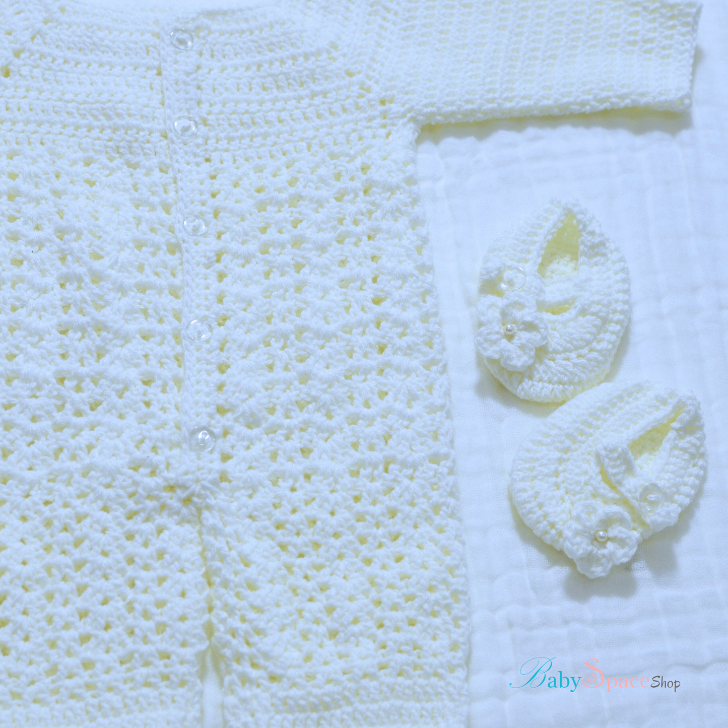 Crochet Baby Full Body Suit With Bonnet and Shoe - 0 to 3 Month