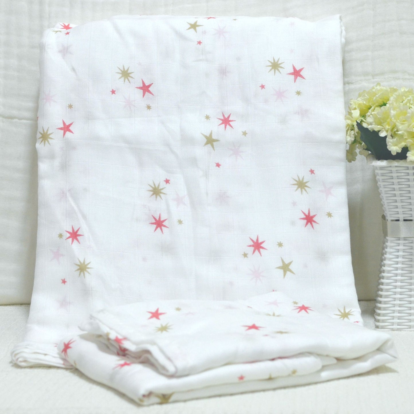 Muslin Swaddle - Printed - 70% Bamboo 30% Cotton 120x120cm