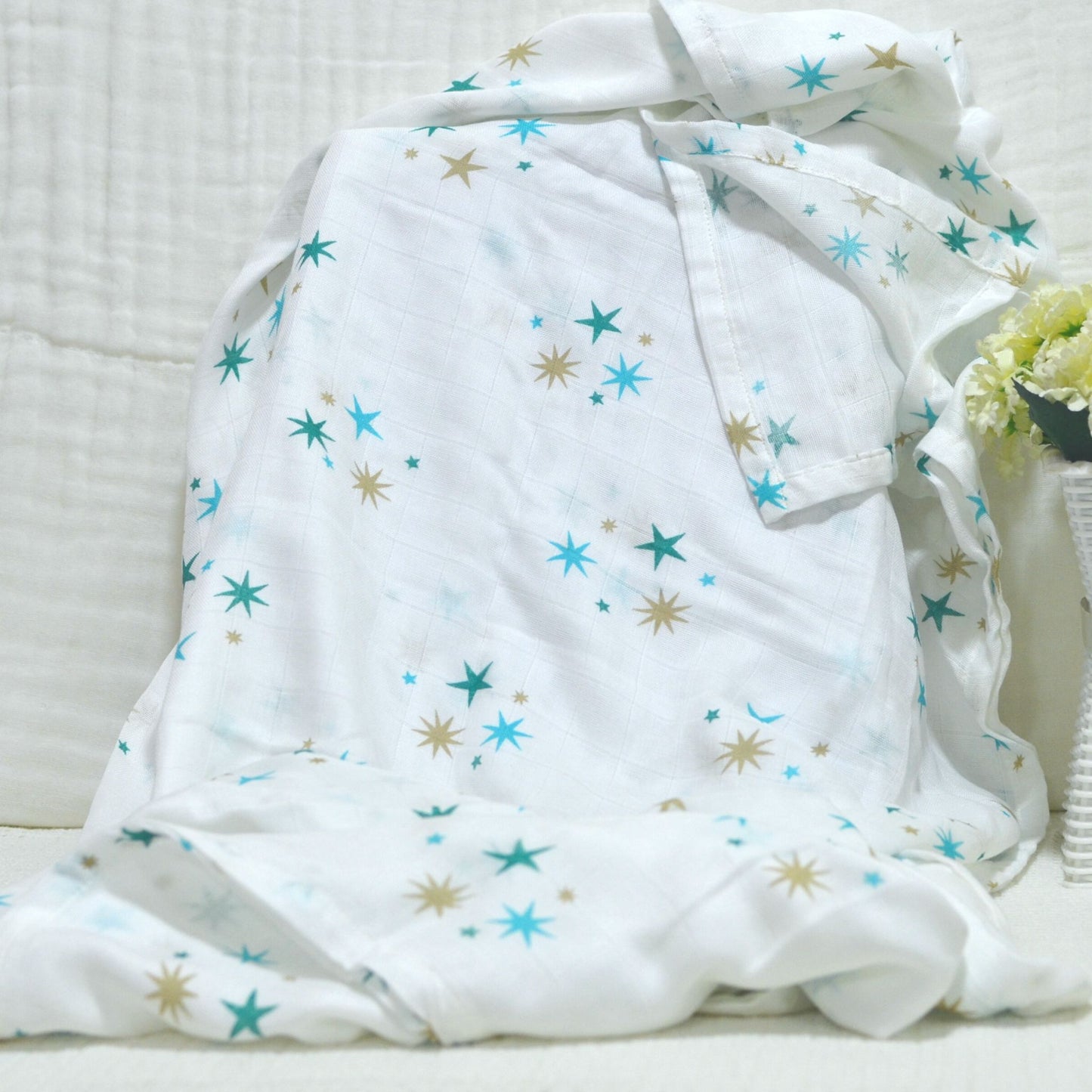 Muslin Swaddle - Printed - 70% Bamboo 30% Cotton 120x120cm