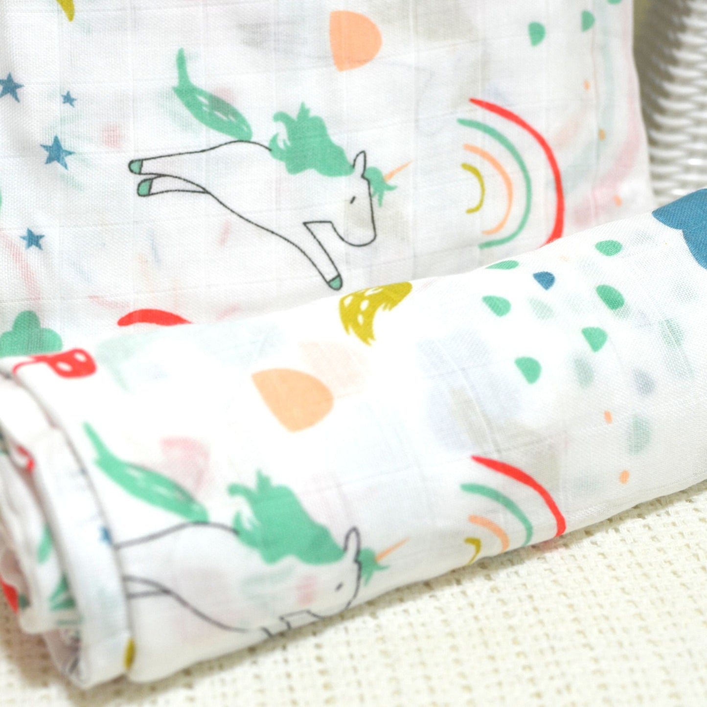 Muslin Swaddle - Printed - 70% Bamboo 30% Cotton 120x120cm