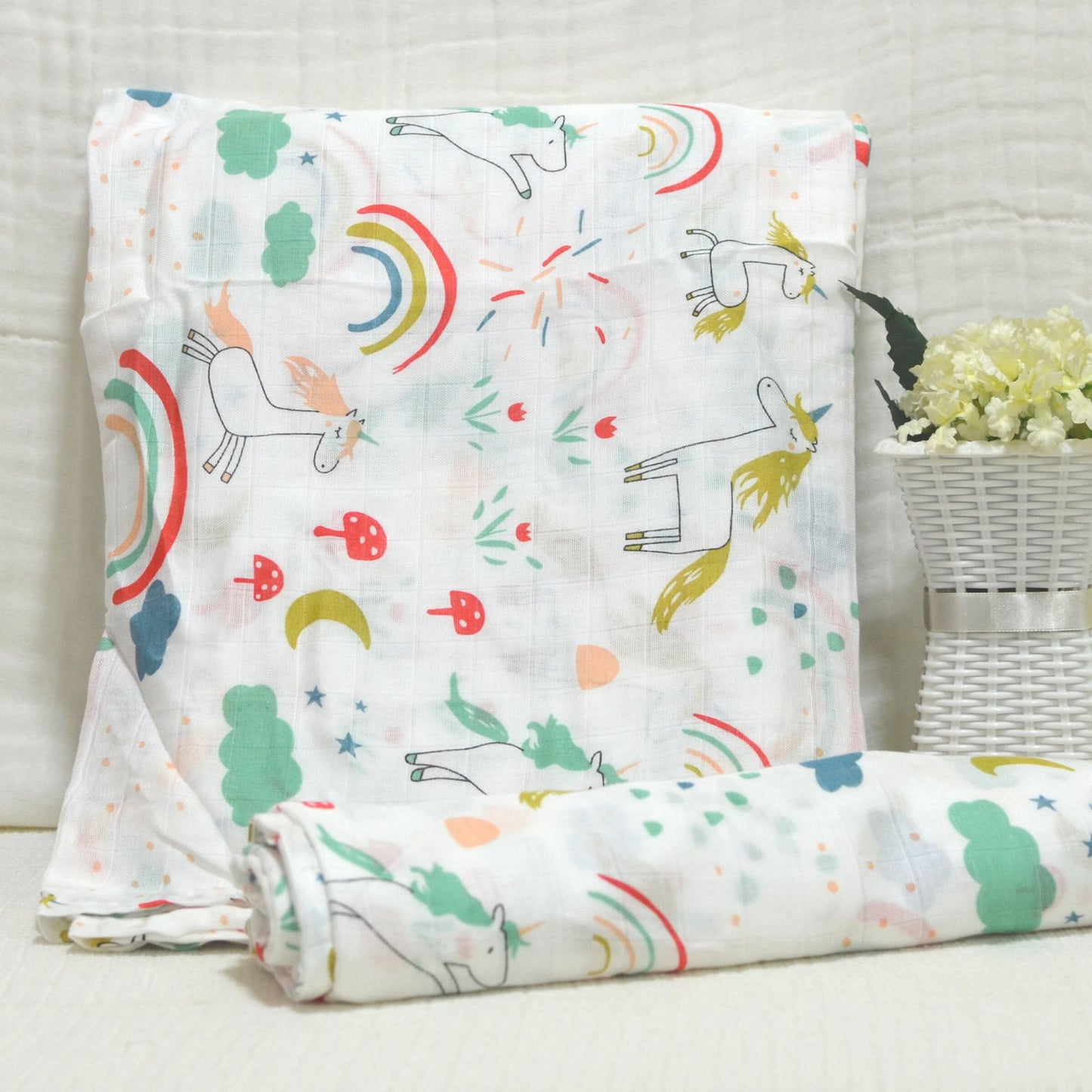 Muslin Swaddle - Printed - 70% Bamboo 30% Cotton 120x120cm