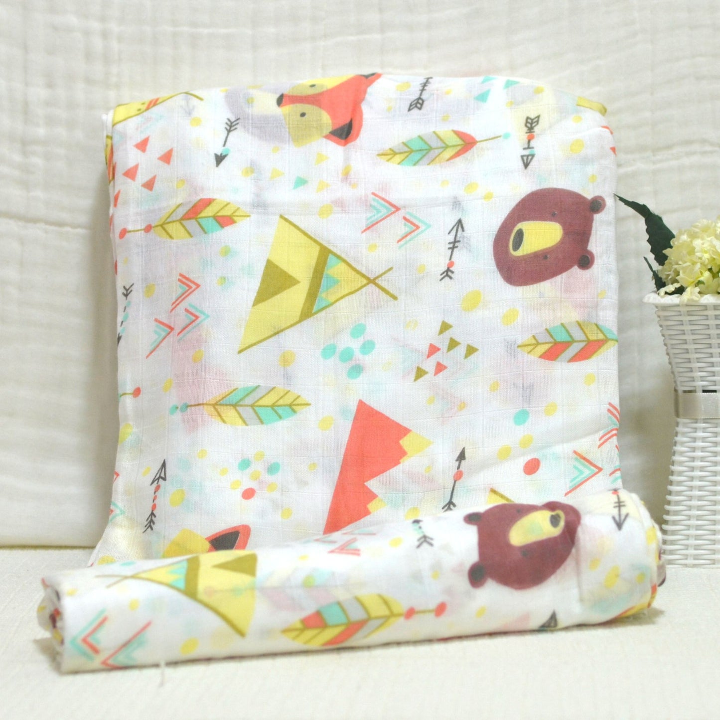 Muslin Swaddle - Printed - 70% Bamboo 30% Cotton 120x120cm