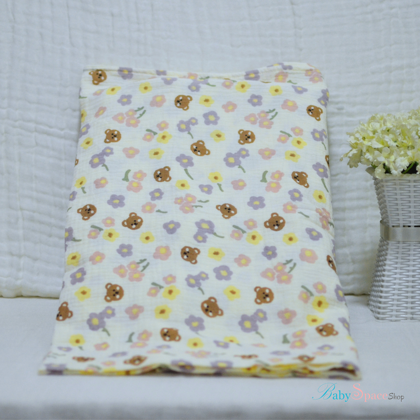 Double Crepe Muslin Cotton Receiving Baby Blanket 90x90cm