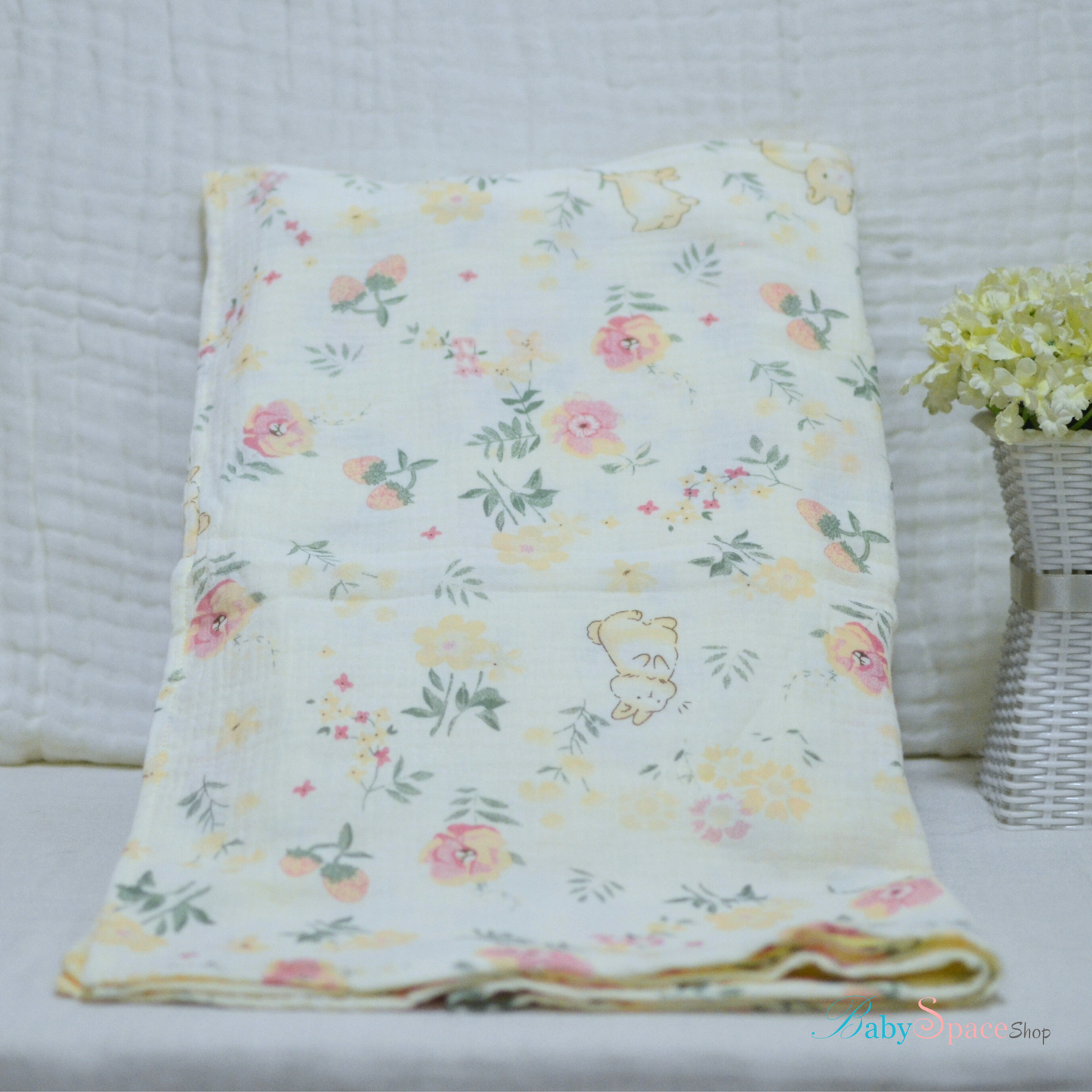 Double Crepe Muslin Cotton Receiving Baby Blanket 90x90cm