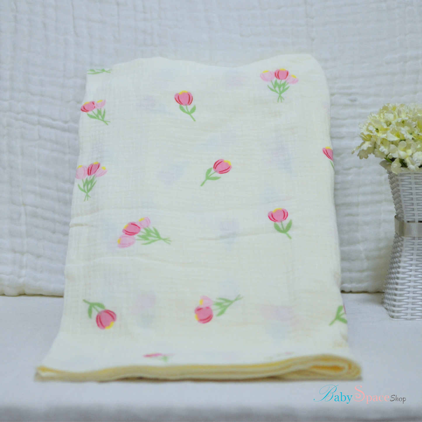 Double Crepe Muslin Cotton Receiving Baby Blanket 90x90cm