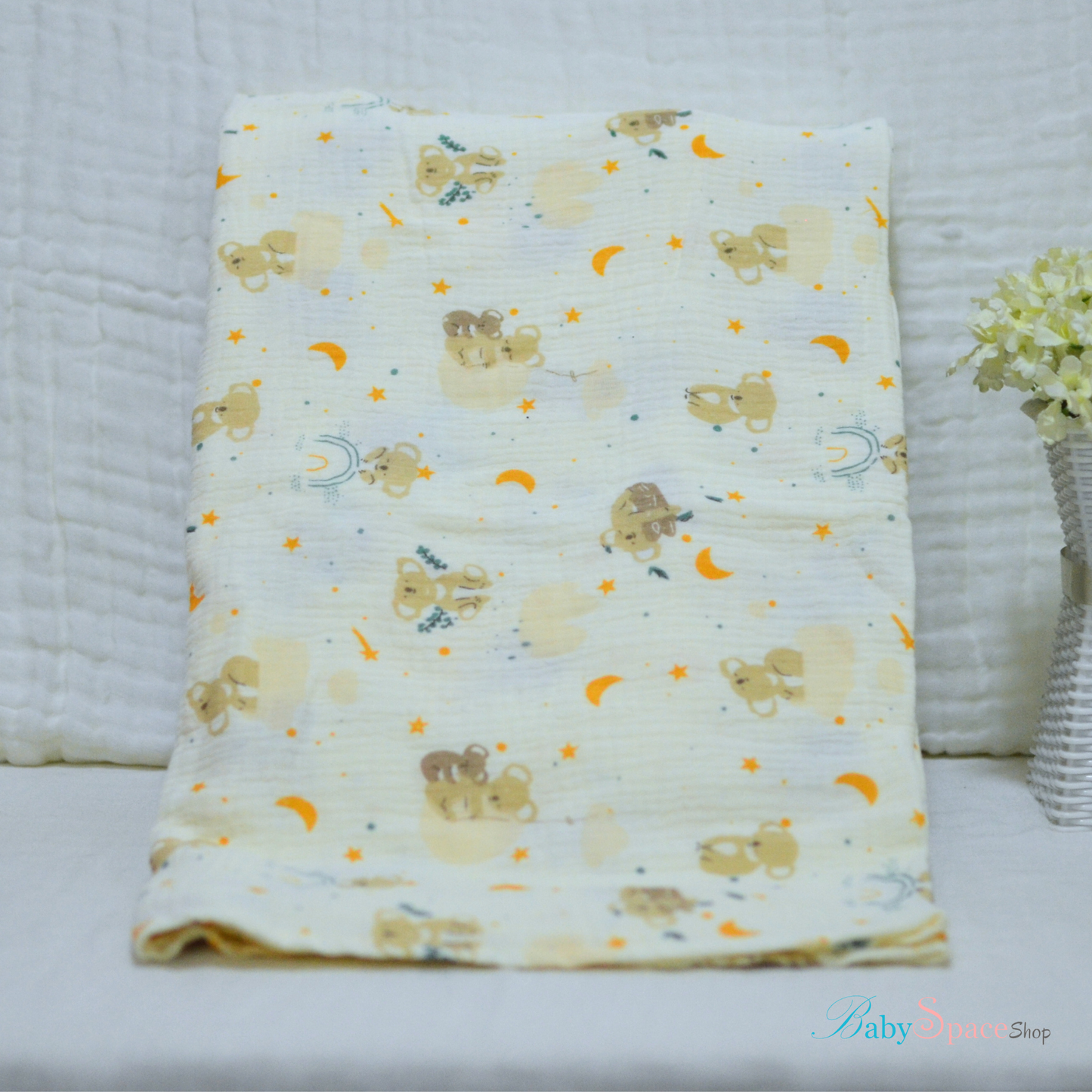 Double Crepe Muslin Cotton Receiving Baby Blanket 90x90cm