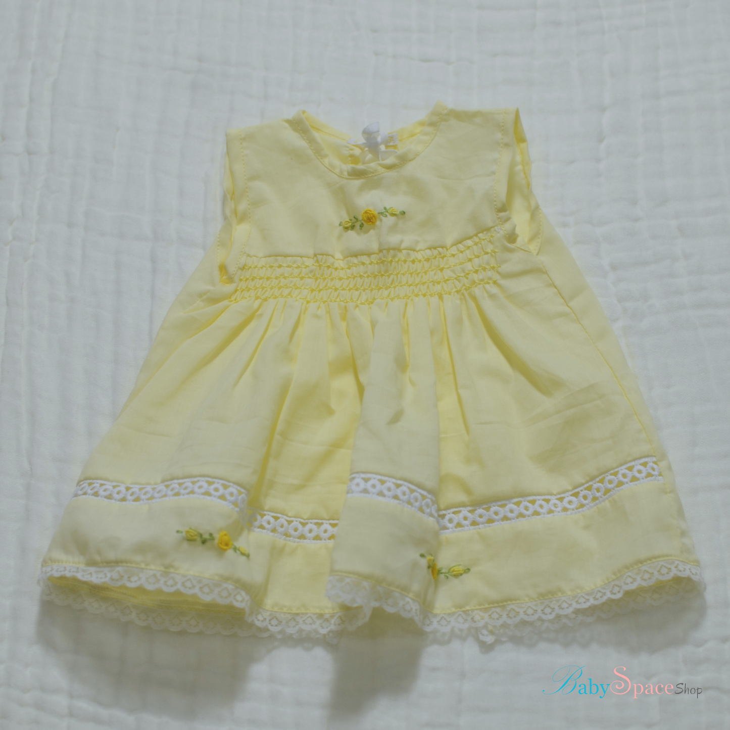Handmade Smocked Newborn Dress Pink,Yellow,Blue - 0 to 3 month