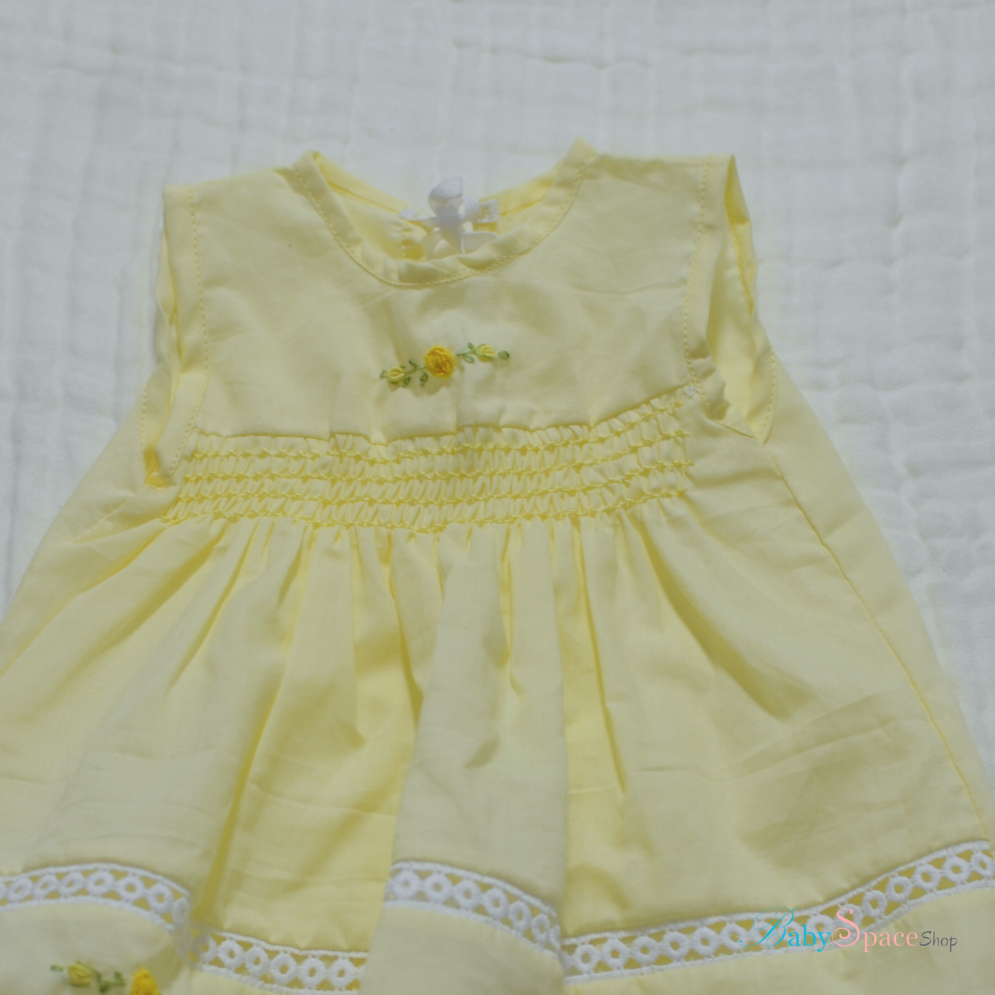 Handmade Smocked Newborn Dress Pink,Yellow,Blue - 0 to 3 month