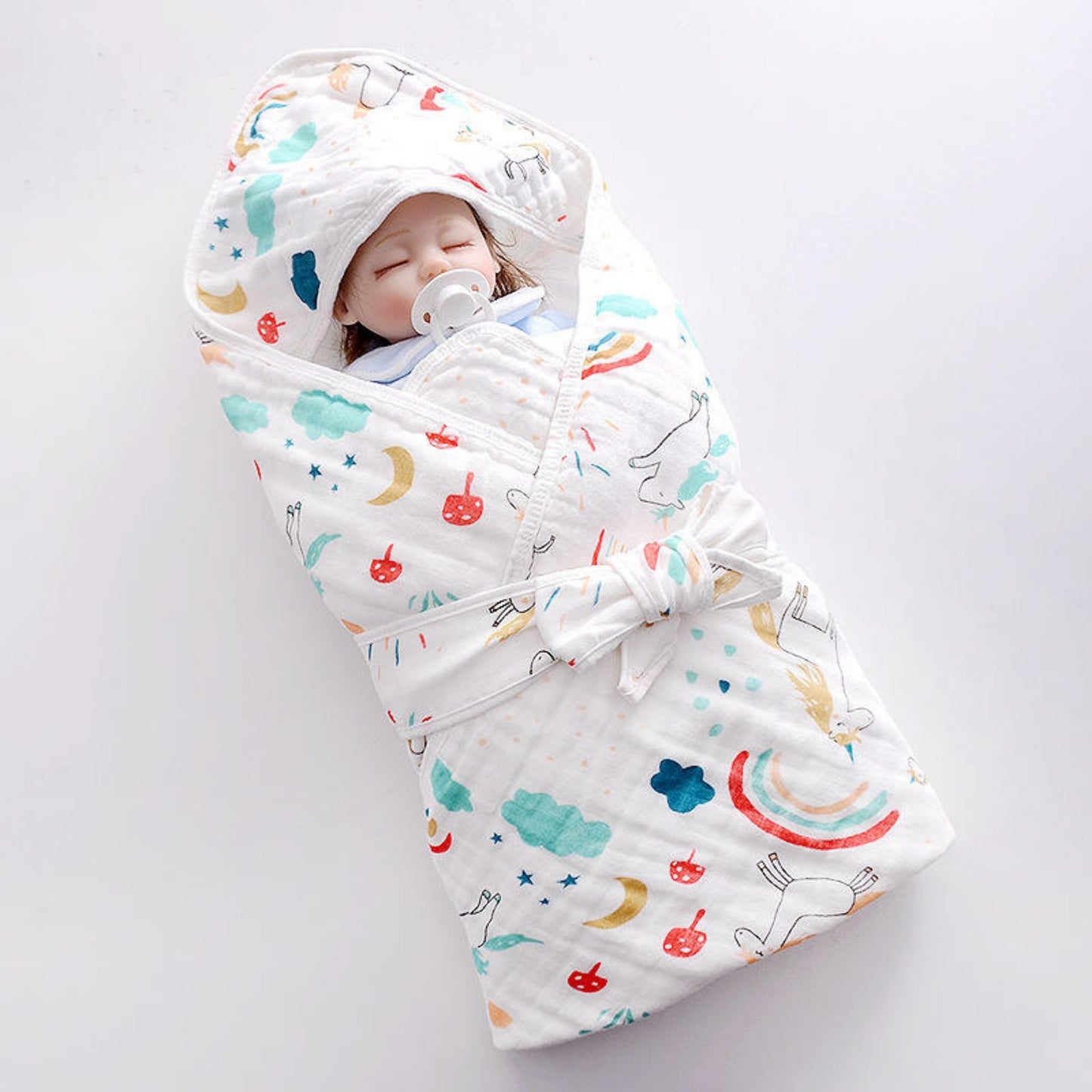 Muslin Hooded Baby Blanket  - 90x90cm