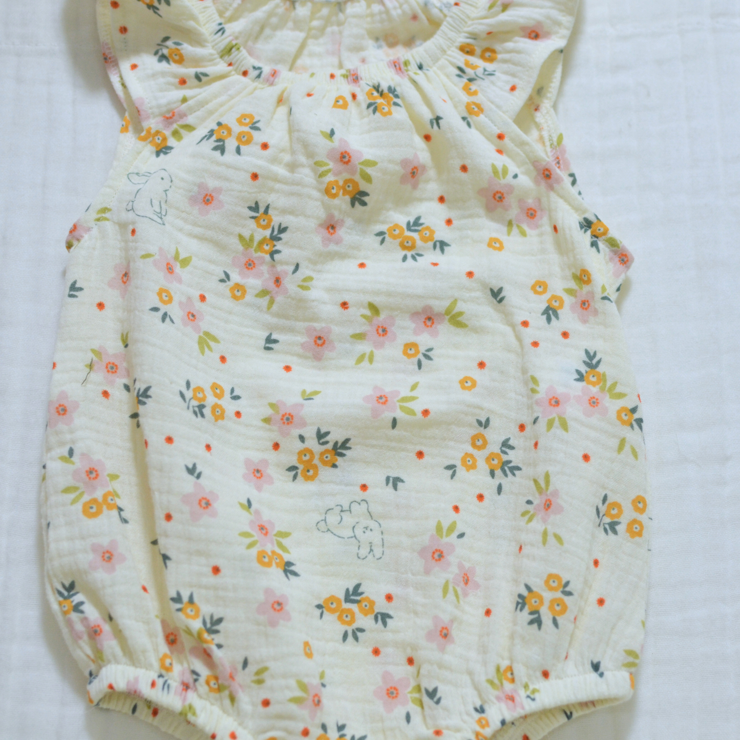 Muslin Ruffled Sleeve Baby Romper - 3 to 6 Month Size
