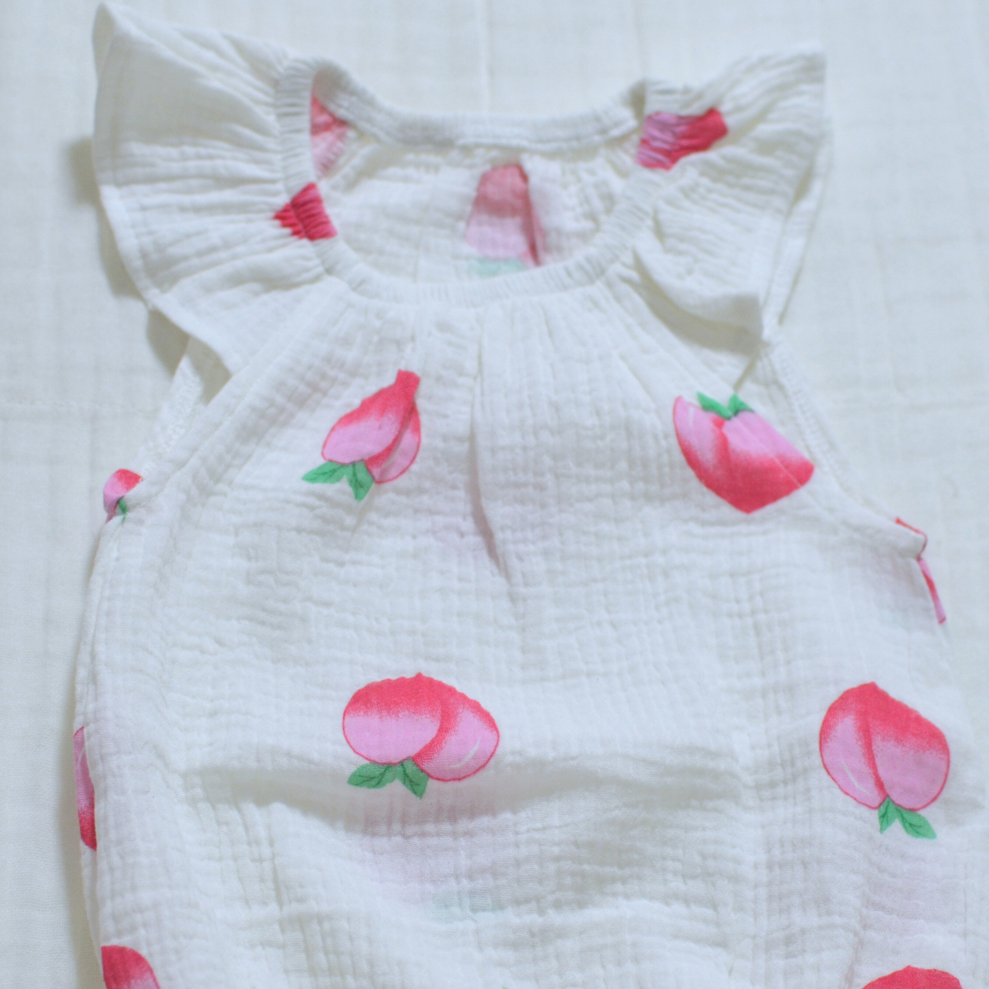 Muslin Ruffled Sleeve Baby Romper - 3 to 6 Month Size
