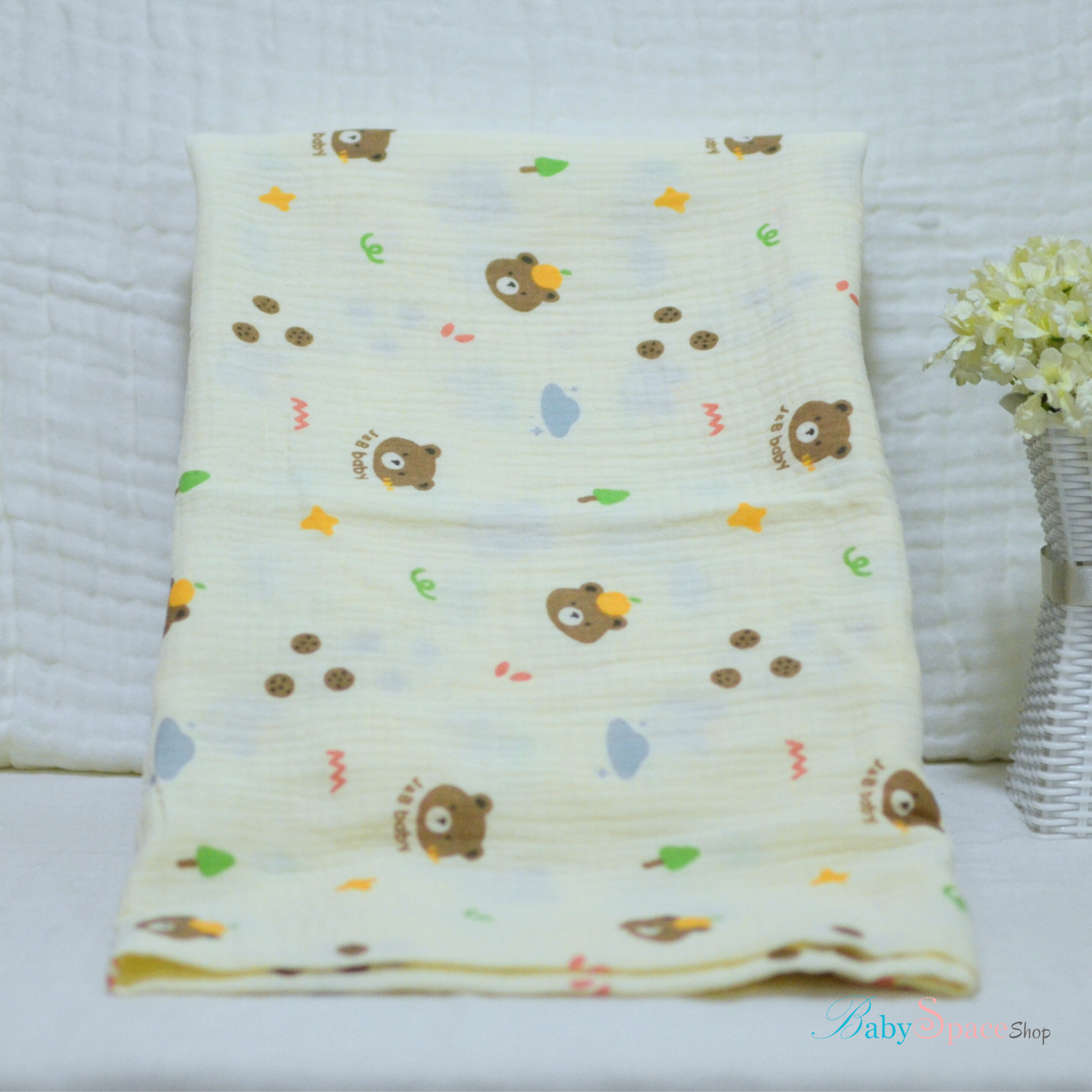 Double Crepe Muslin Cotton Receiving Baby Blanket 90x90cm