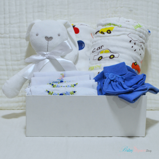 Welcome Baby Hamper - Bunny and Hat Mitten Set