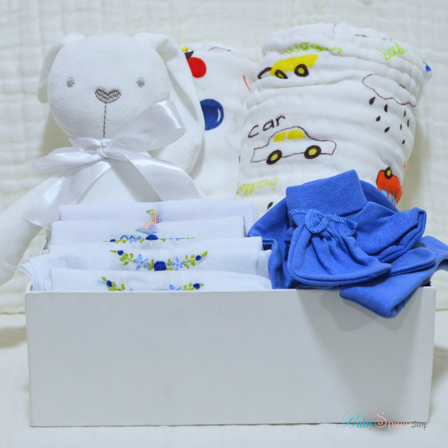 Welcome Baby Hamper - Bunny and Hat Mitten Set