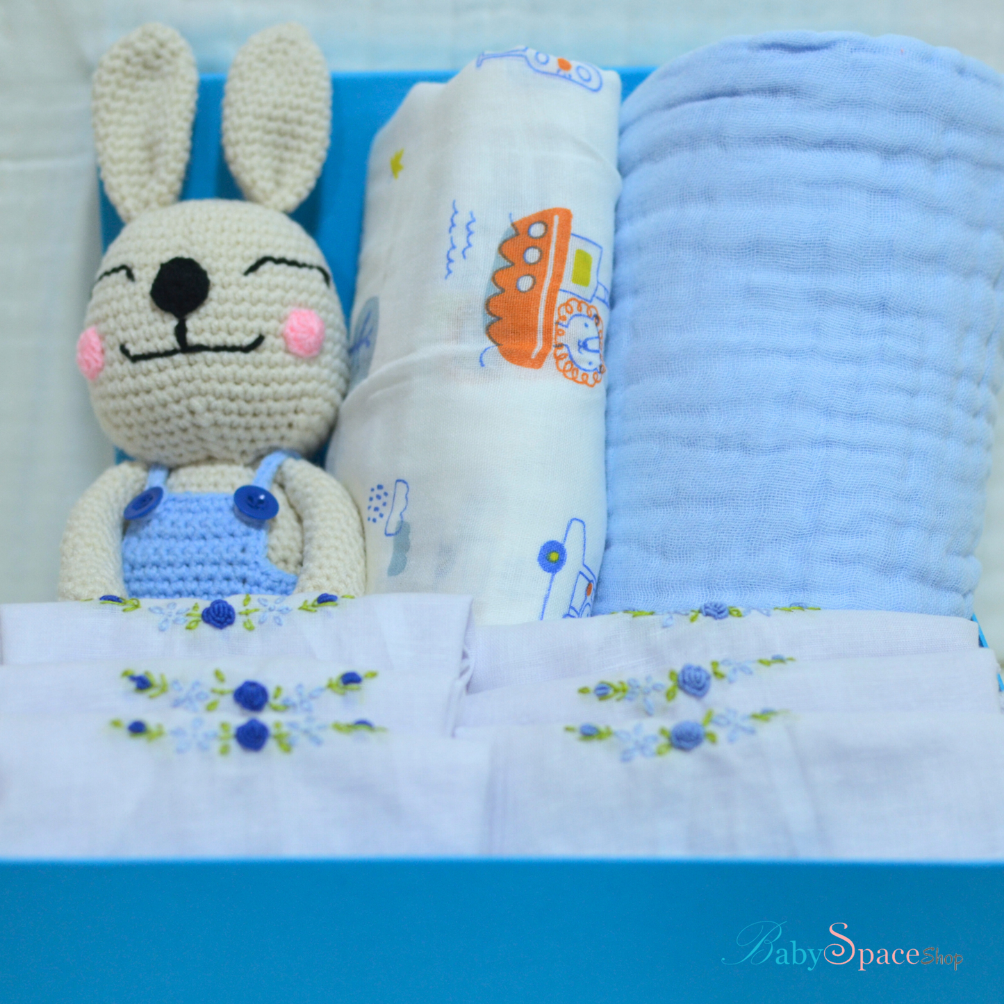Baby Hamper With Crochet Bunny Boy