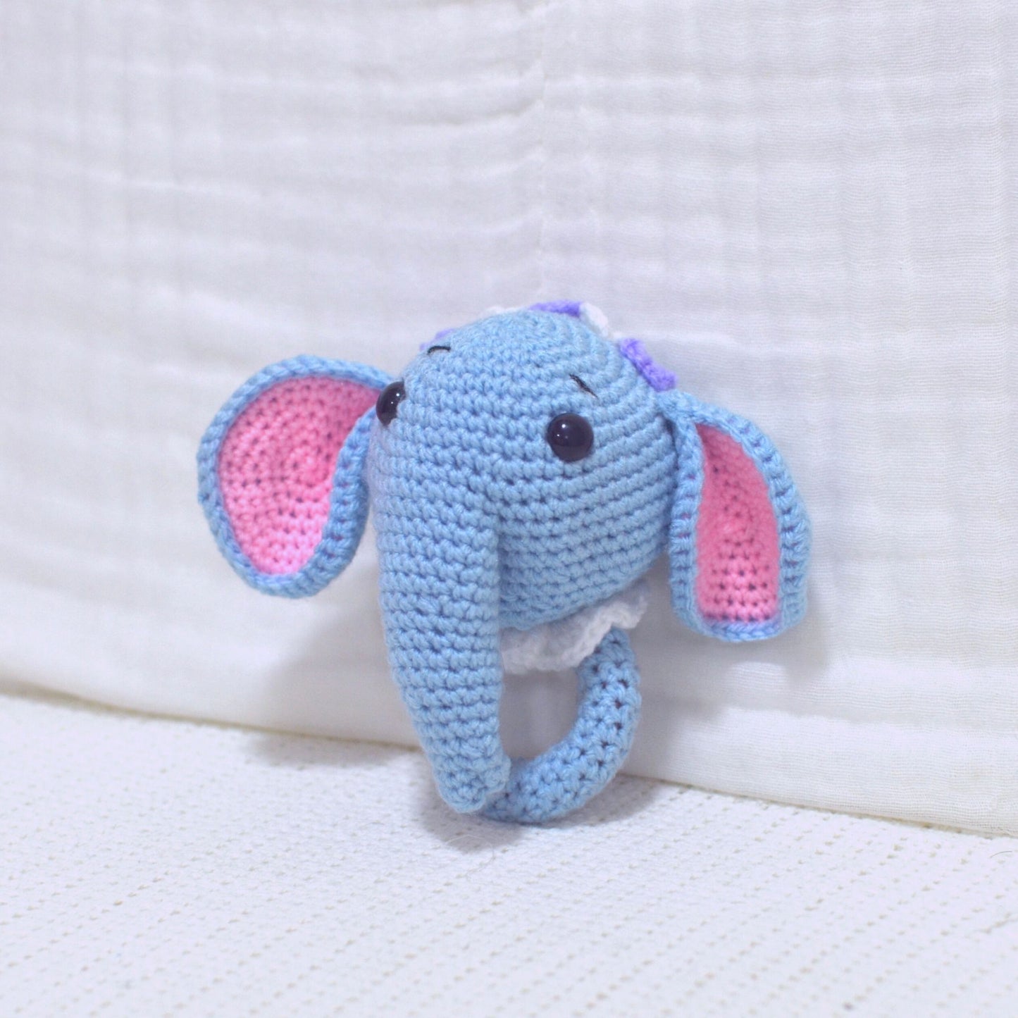 Handmade Crochet Rattle Elephant