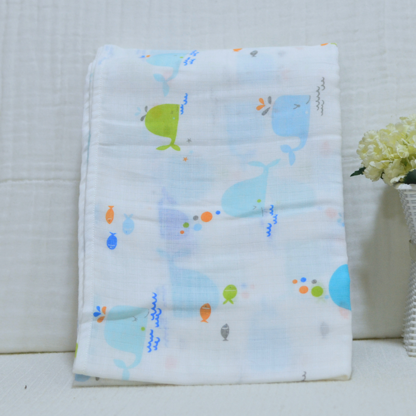 Muslin Cotton Receiving Baby Blanket 90x90cm