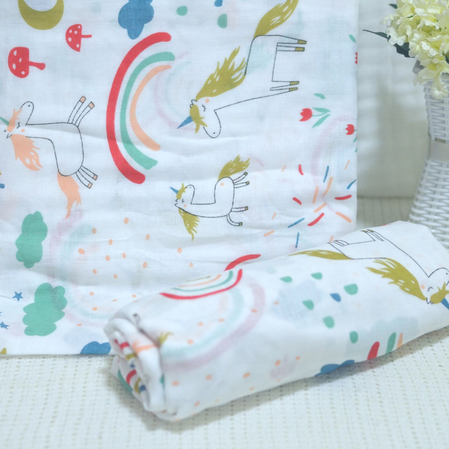 Muslin Swaddle Blankets - Plain 120 x 120 cm Collection II