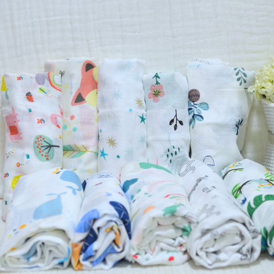 Muslin Swaddle - Printed - 70% Bamboo 30% Cotton 120x120cm II