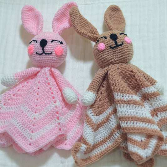 Handmade Crochet Bunny Security Blanket