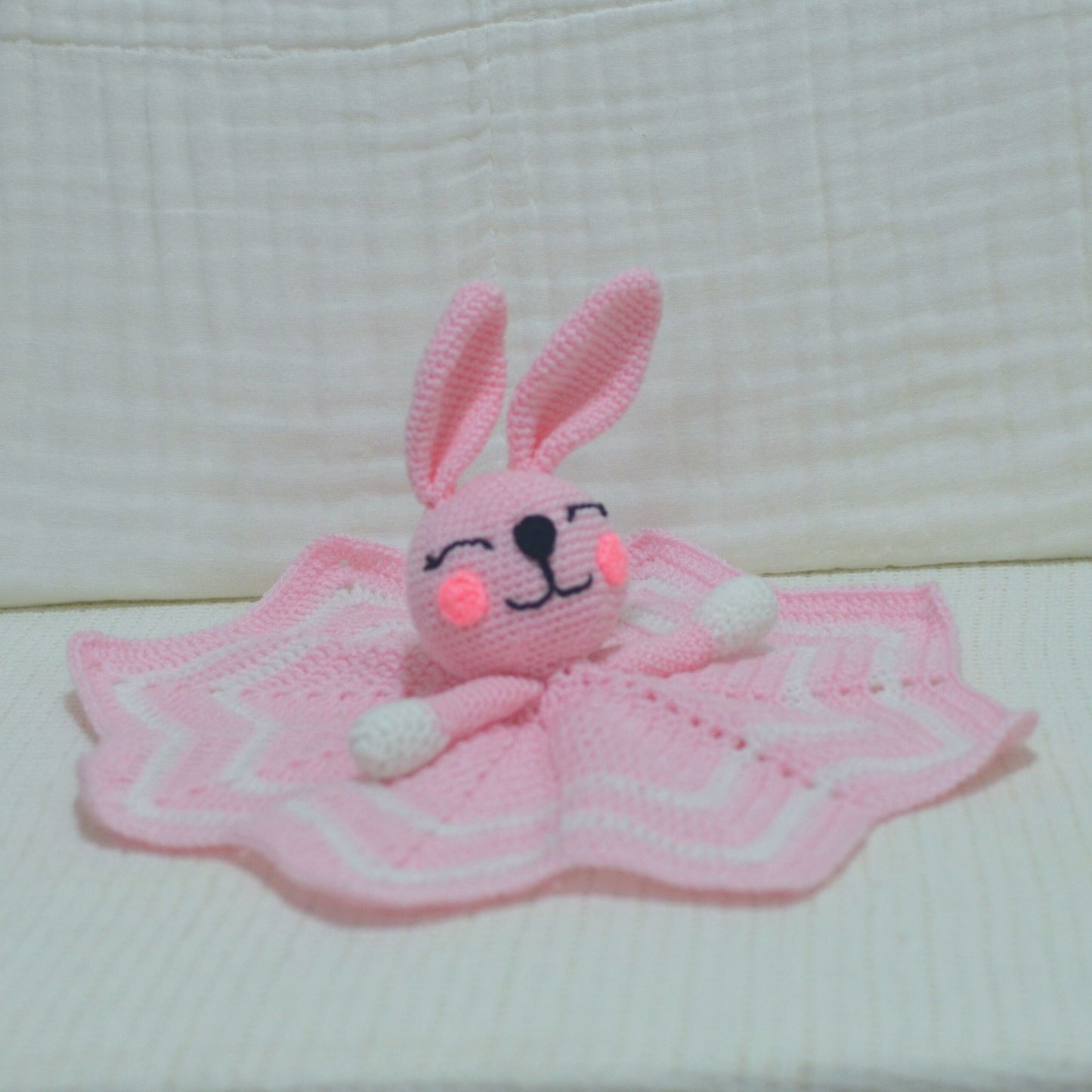 Handmade Crochet Bunny Security Blanket