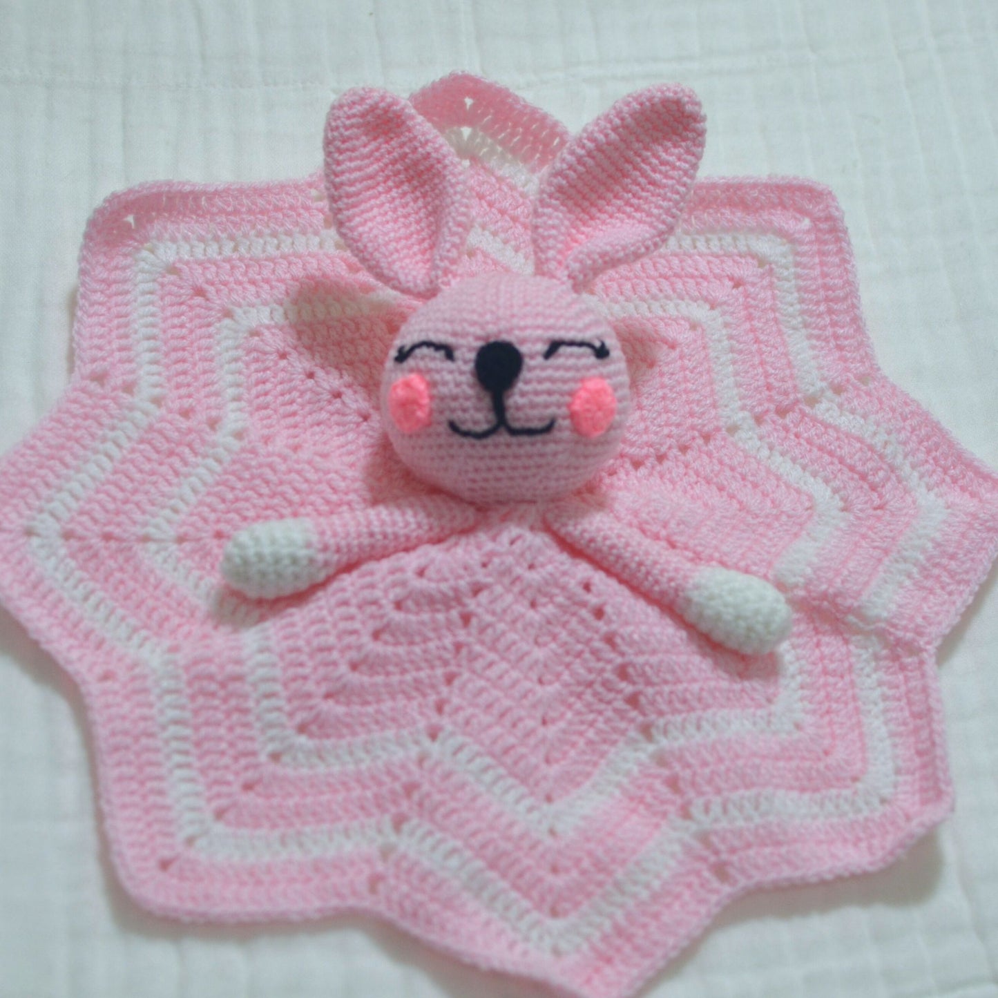 Handmade Crochet Bunny Security Blanket