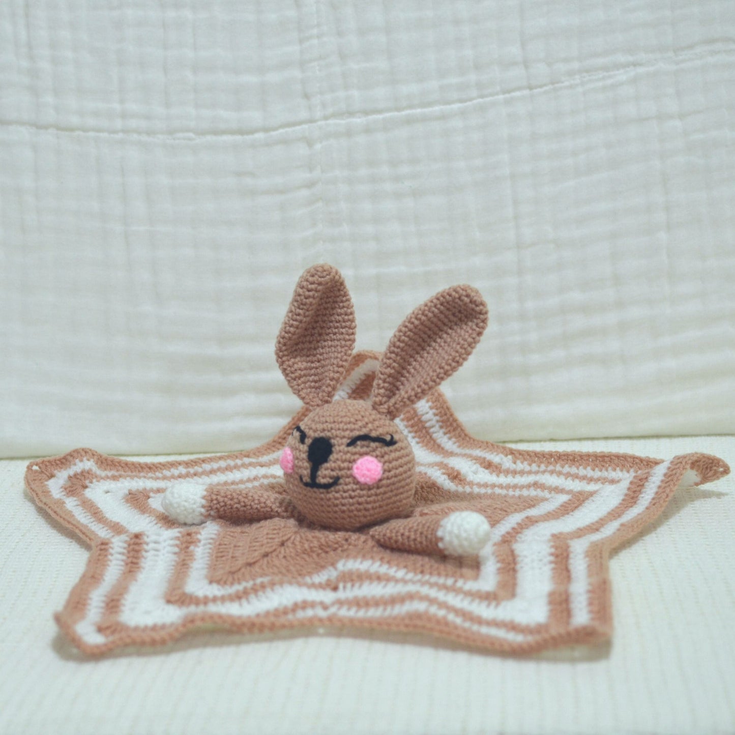 Handmade Crochet Bunny Security Blanket