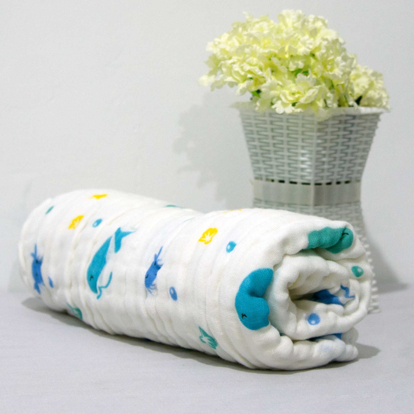 6 Layered Printed Cotton Gauze Baby Blanket/Towel 105x105cm - Collection V
