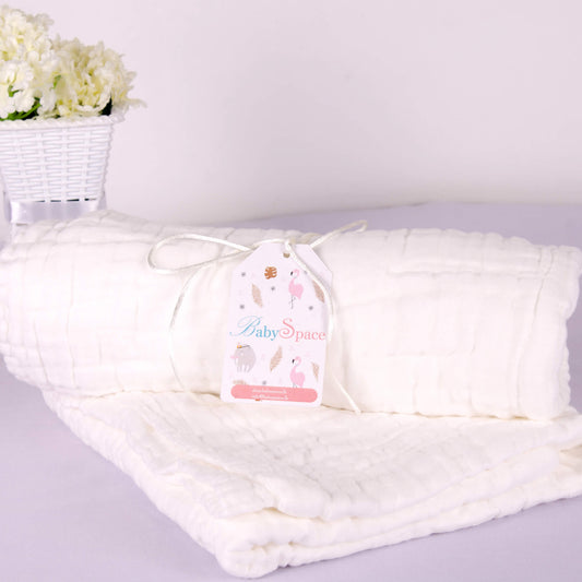 5 Layered White Cotton Gauze Baby Towel/Blanket - BabySpace Shop