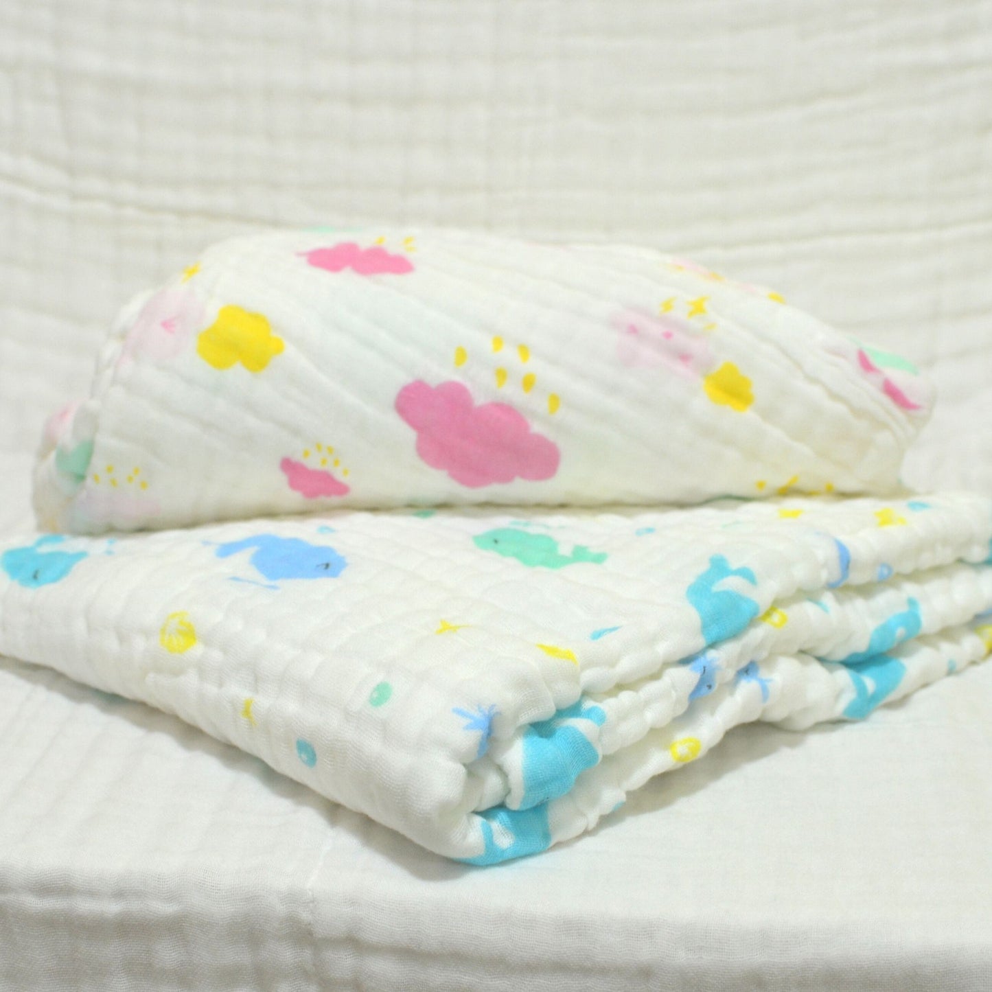 6 Layered Printed Cotton Gauze Baby Blanket/Towel 105x105cm - Collection V