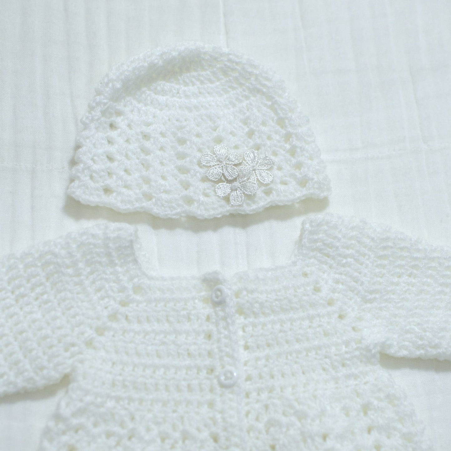 Crochet Baby Ful Body Suit With Hat and Socks - 0 to 3 Month
