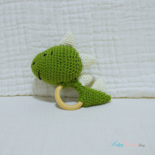 Handmade Crochet Rattle Dino