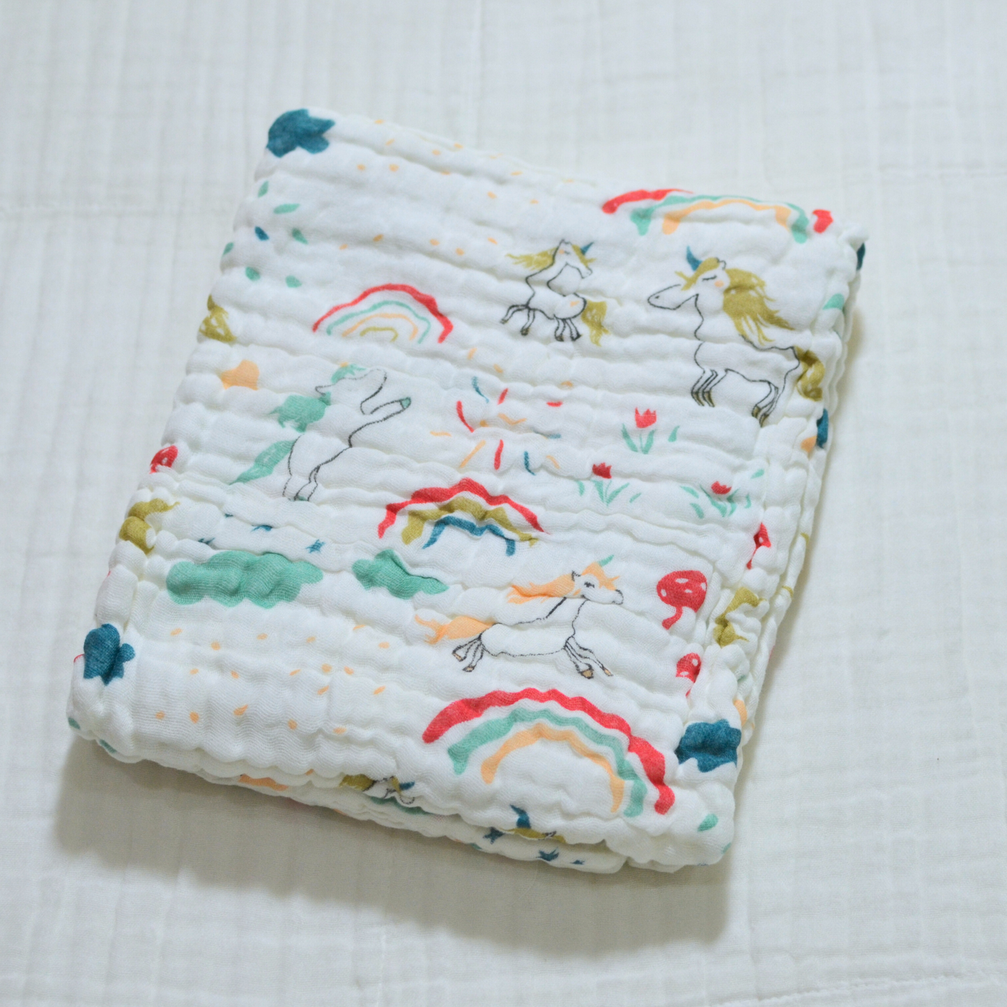 6 Layered Printed Cotton Gauze Baby Blanket/Towel 105x105cm - Collection V