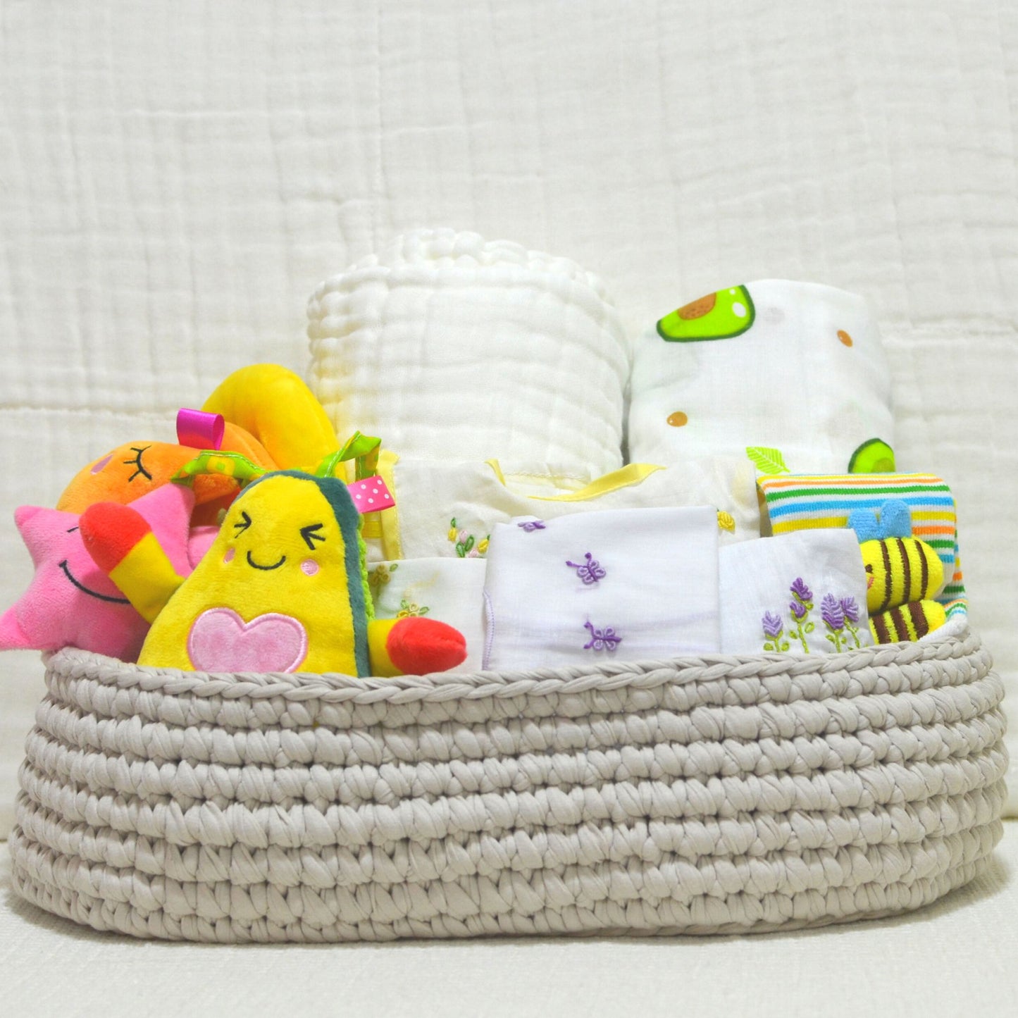 Crochet Basket Baby Hamper Gift