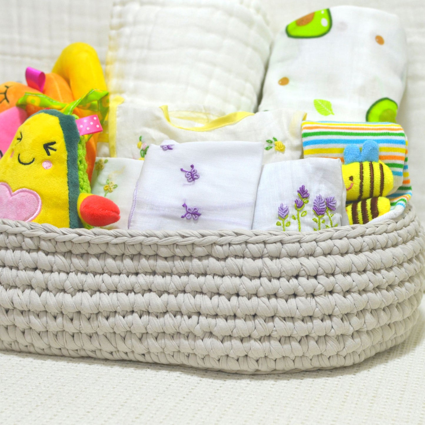 Crochet Basket Baby Hamper Gift