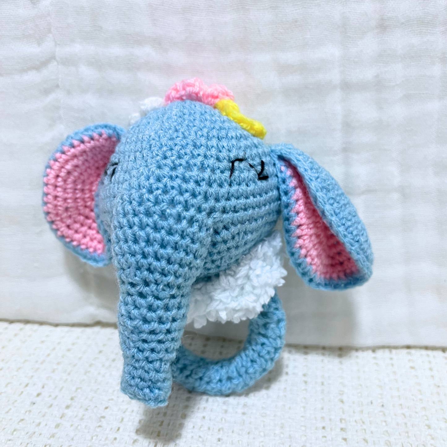 Handmade Crochet Rattle Elephant
