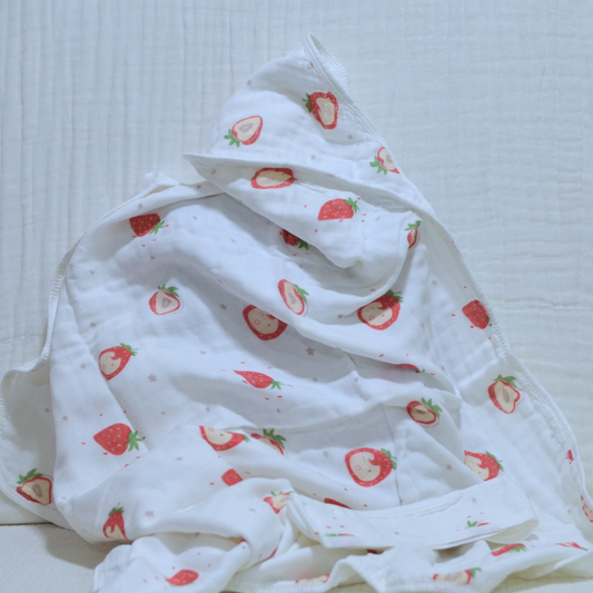 Muslin Hooded Baby Blanket  - 90x90cm