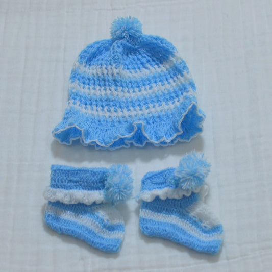 Knitted Handmade Baby Hat and Socks - Newborn Size