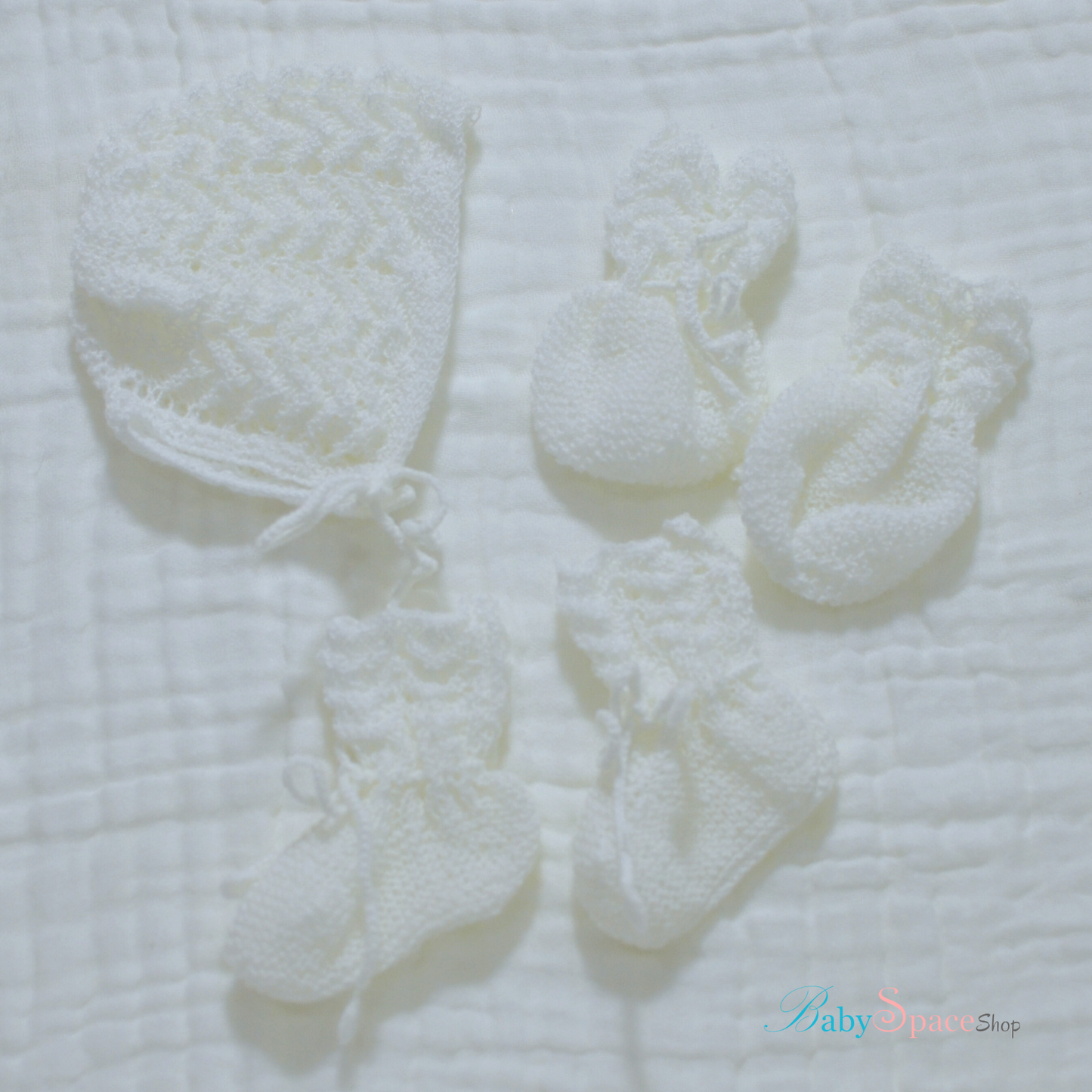 Knitted Baby Hat Mitten and Socks - 0 to 3 month