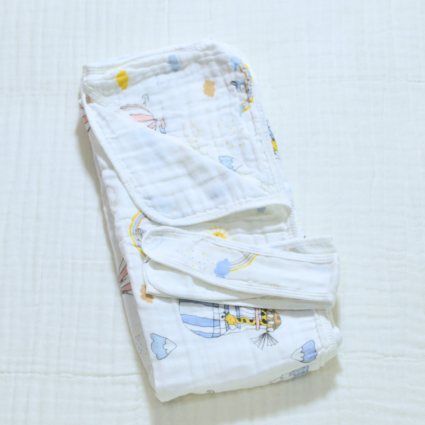 Muslin Hooded Baby Blanket - 90x90cm