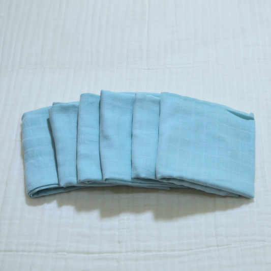 Muslin Cloth Nappies 6 Pack - 21" x 21" Plain Colours