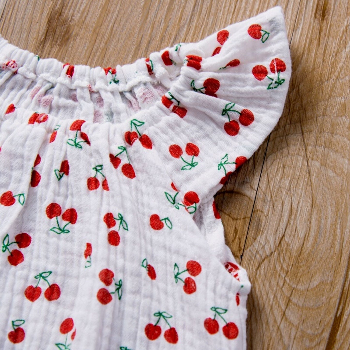 Muslin Ruffled Sleeve Baby Romper Size 80