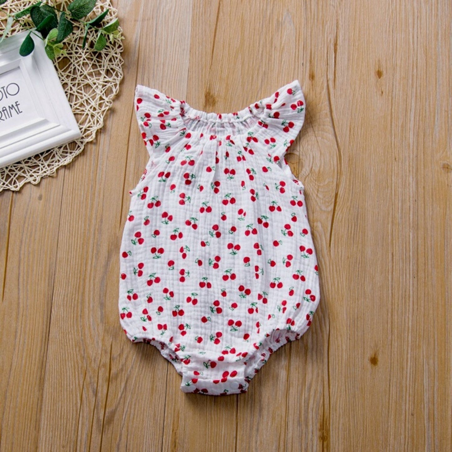 Muslin Ruffled Sleeve Baby Romper Size 80