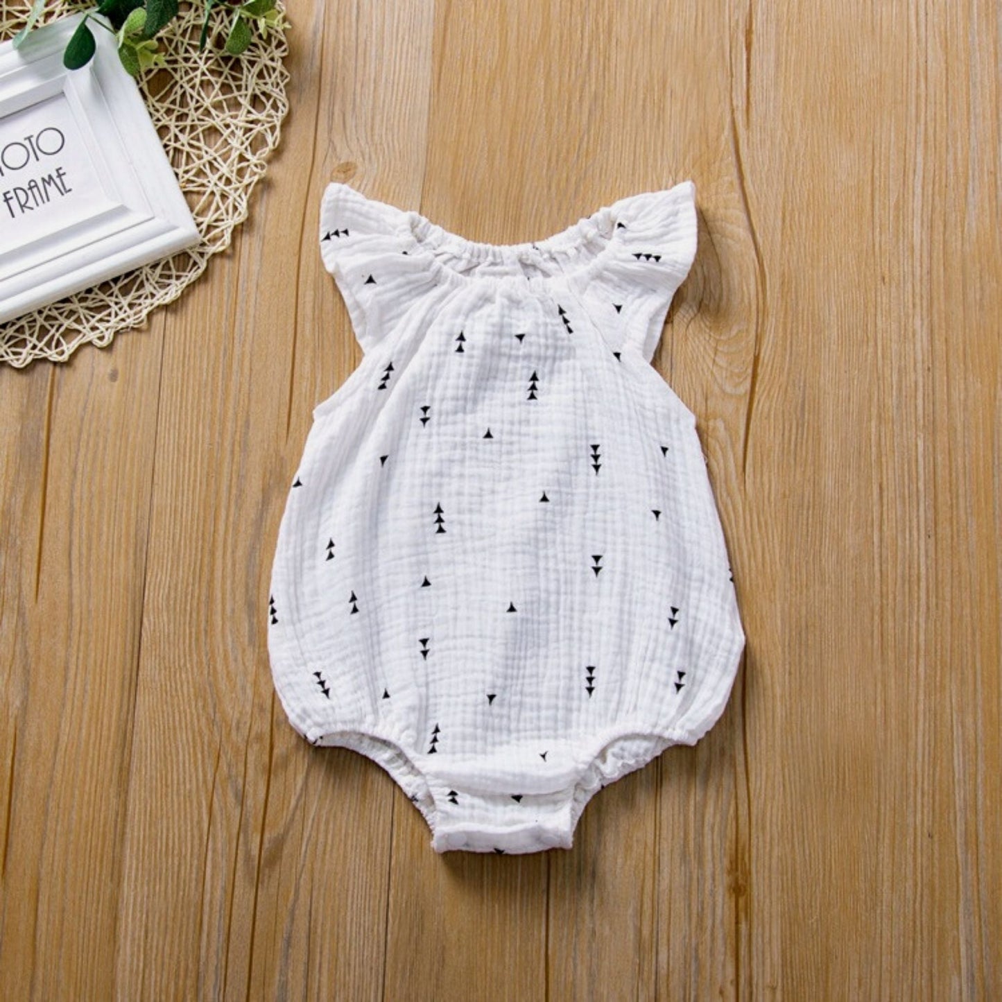 Muslin Ruffled Sleeve Baby Romper Size 80