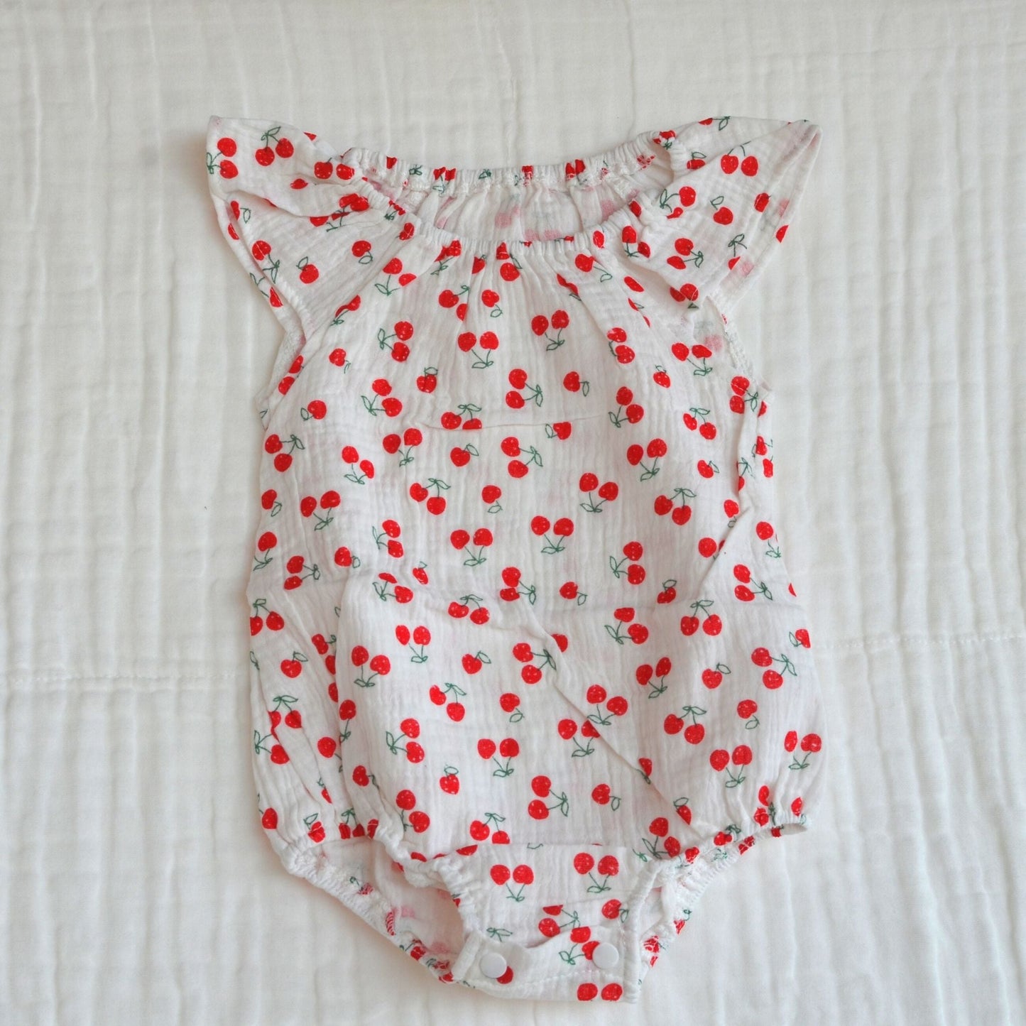 Muslin Ruffled Sleeve Baby Romper Size 80