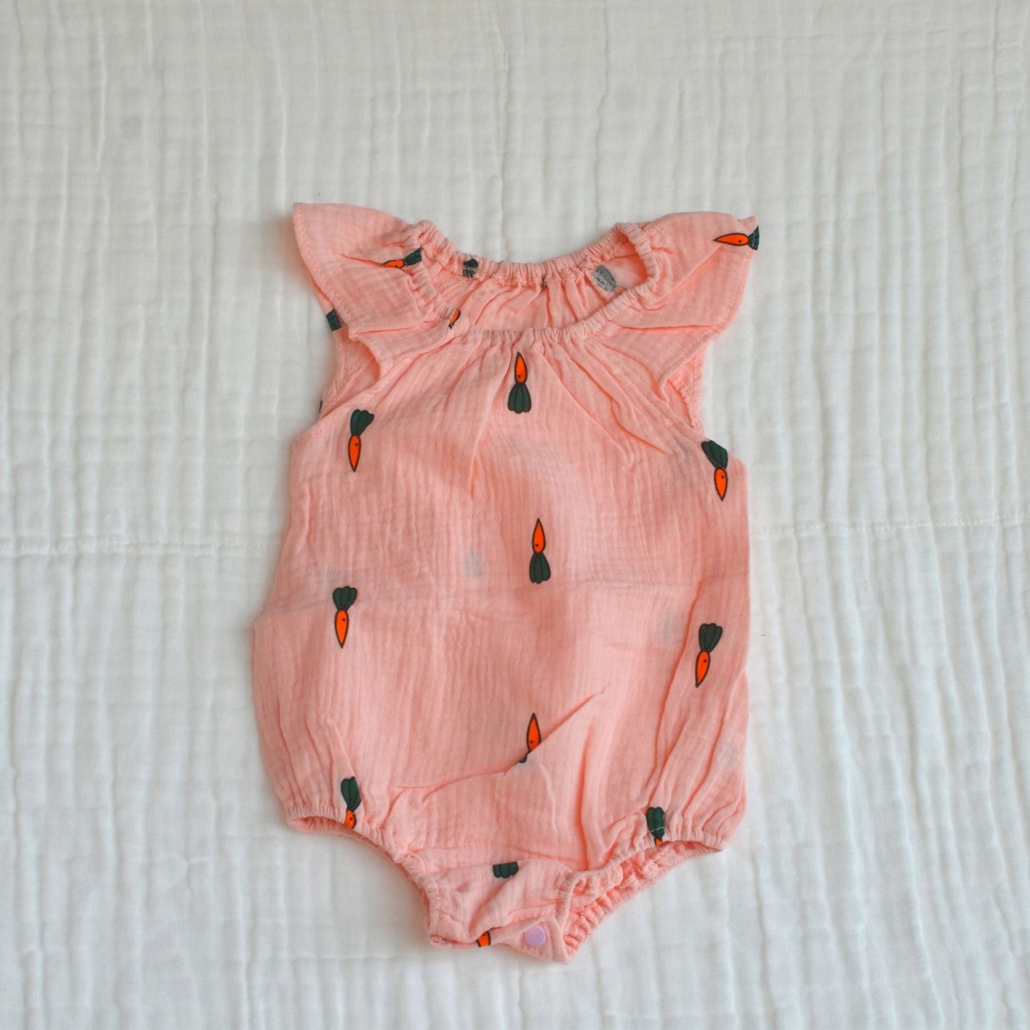 Muslin Ruffled Sleeve Baby Romper Size 80